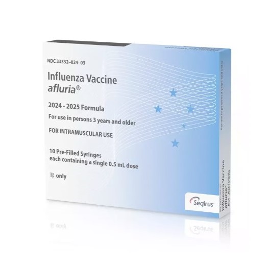 Influenza Vaccine Afluria® Trivalent  2024 - 2025 Influenza Virus Vaccine, Inactivated, Preservative Free 60 mcg / 0.5 mL Injection 0.5 mL Prefilled Syringe by Seqirus USA, Inc.  ID 33332-0024-03